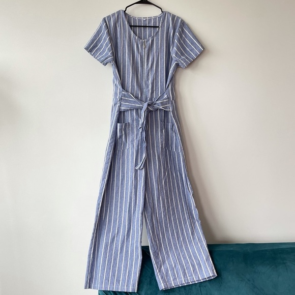 🆕 POCKET JUMPSUIT Casual Striped Wide Leg - Picture 7 of 13